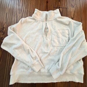 aerie Cream Sherpa Half-Zip Pullover